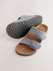 Cinza - Leather Two Buckle Sandals - Imagem 6 de 7