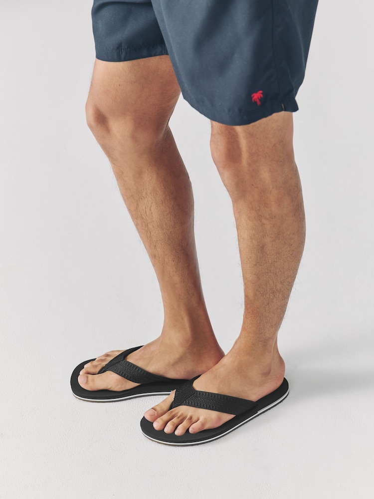 Black Textured Flip Flops - Image 1 of 7