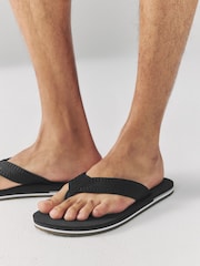 Black Textured Flip Flops - Image 2 of 7