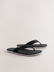 Black Textured Flip Flops - Image 3 of 7