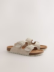 Chalk White Leather Two Buckle Sandals - Image 1 of 6