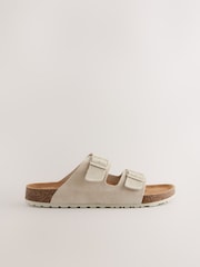 Chalk White Leather Two Buckle Sandals - Image 2 of 6