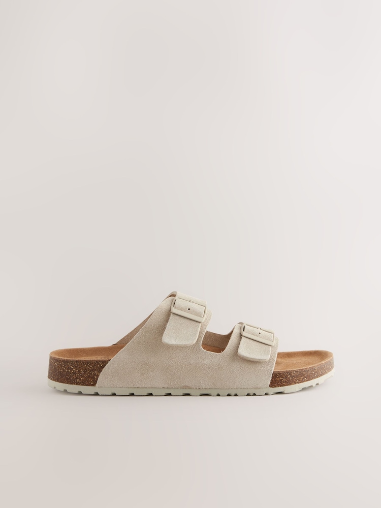 Chalk White Leather Two Buckle Sandals - Image 2 of 6