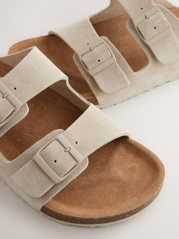Chalk White Leather Two Buckle Sandals - Image 3 of 6