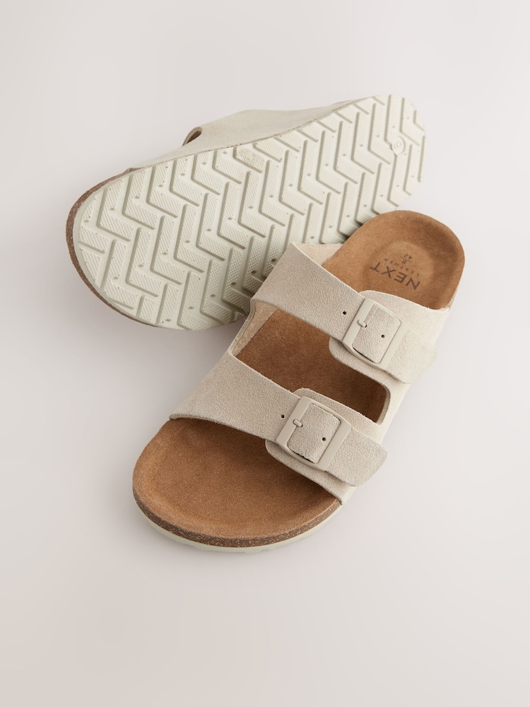 Chalk White Leather Two Buckle Sandals - Image 4 of 6