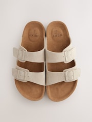 Chalk White Leather Two Buckle Sandals - Image 5 of 6