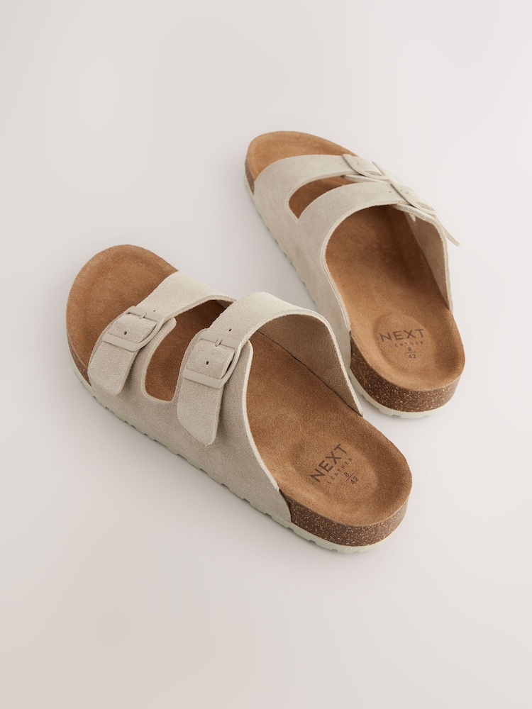 Chalk White Leather Two Buckle Sandals - Image 6 of 6