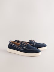 Navy Suede Cupsole Boat Shoes - Image 2 of 6