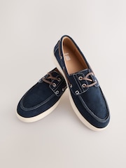 Navy Suede Cupsole Boat Shoes - Image 4 of 6