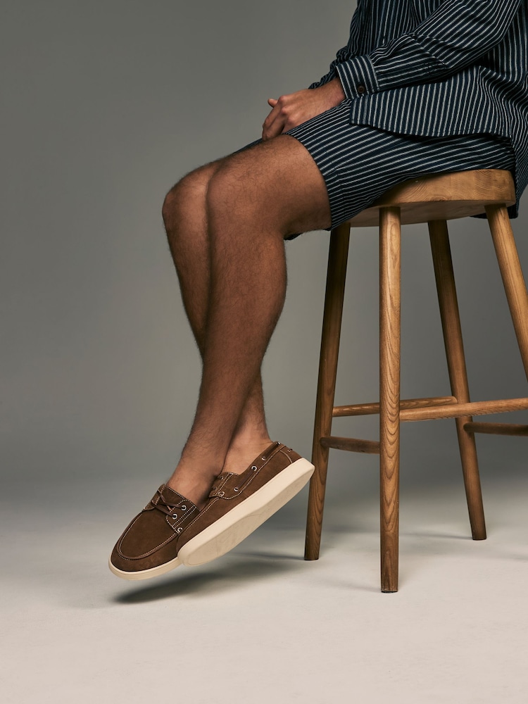 Tan Brown Suede Cupsole Boat Shoes - Image 1 of 6