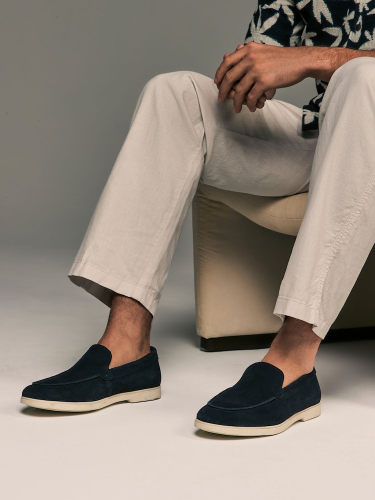 Navy Blue Suede Loafers - Image 4 of 10