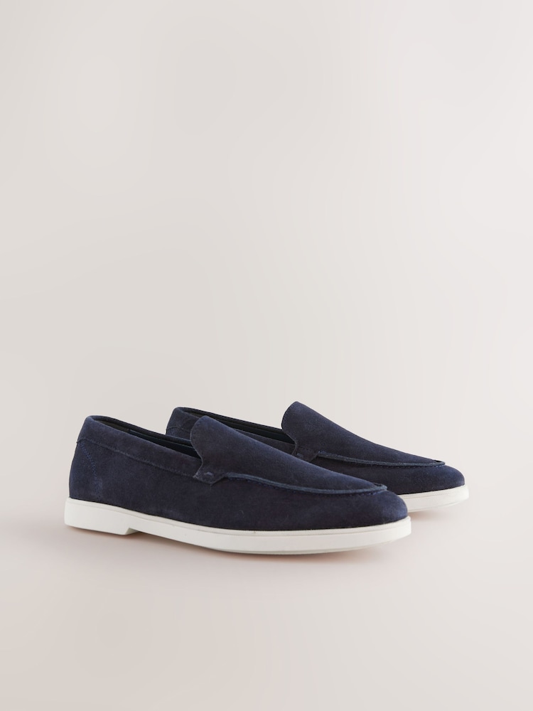Navy Blue Suede Loafers - Image 5 of 10
