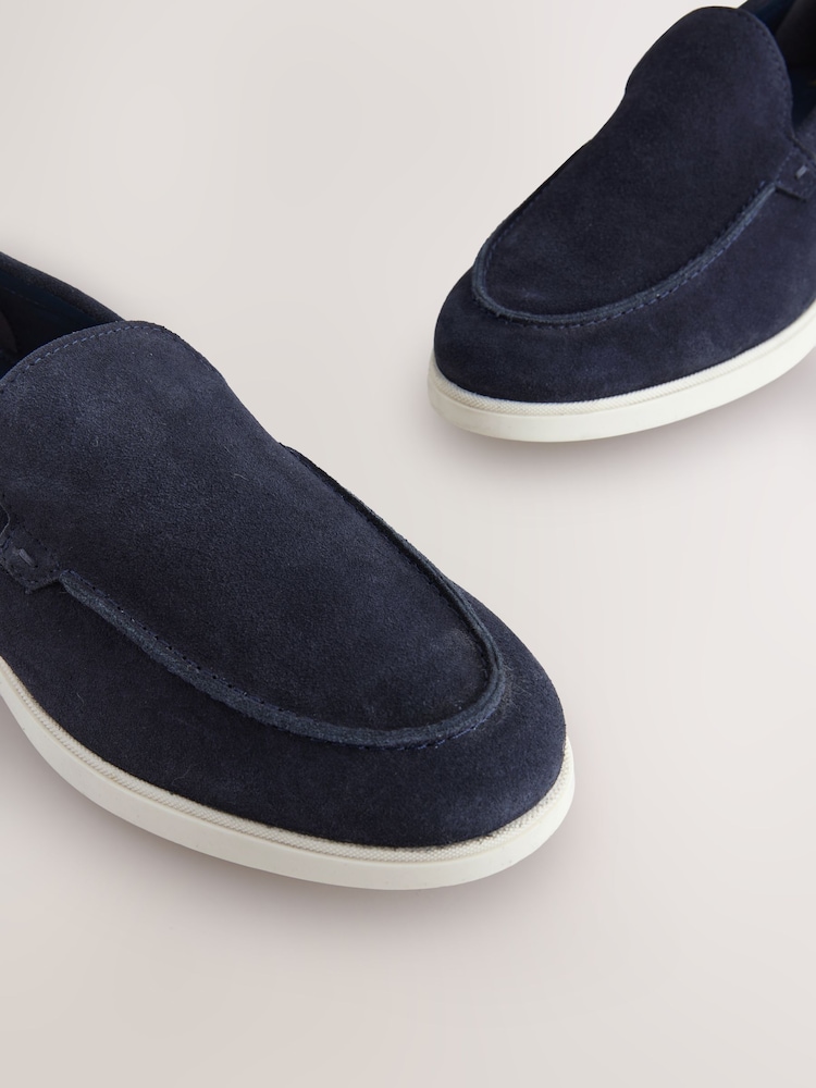 Navy Blue Suede Loafers - Image 7 of 10