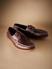 Tan Brown Signature Leather Boat Shoes - Image 2 of 6