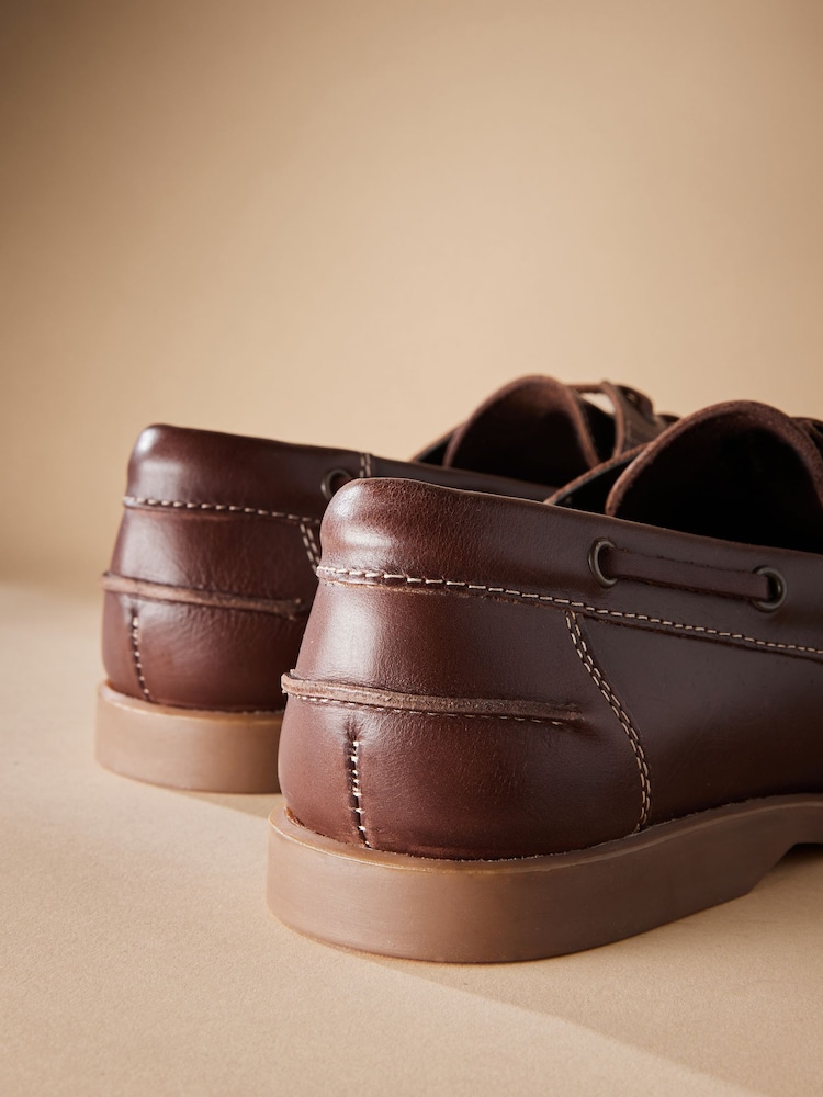 Tan Brown Signature Leather Boat Shoes - Image 6 of 6