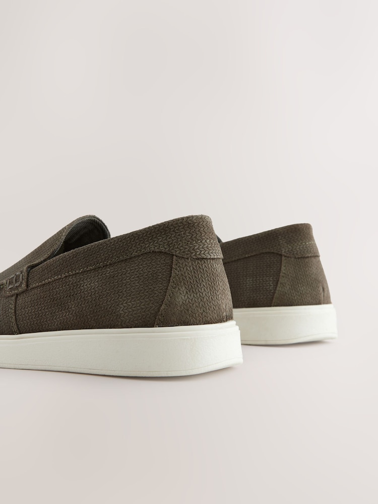 Khaki Green Suede Casual Loafers - Image 2 of 5