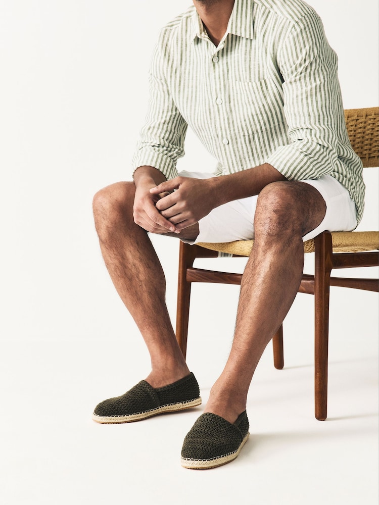 Khaki Crochet Knitted Espadrilles - Image 1 of 6