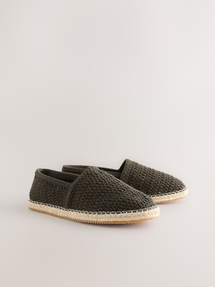 Khaki Crochet Knitted Espadrilles - Image 2 of 6