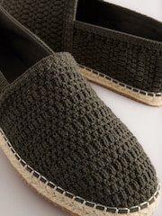 Khaki Crochet Knitted Espadrilles - Image 4 of 6