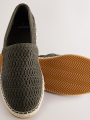 Khaki Crochet Knitted Espadrilles - Image 6 of 6