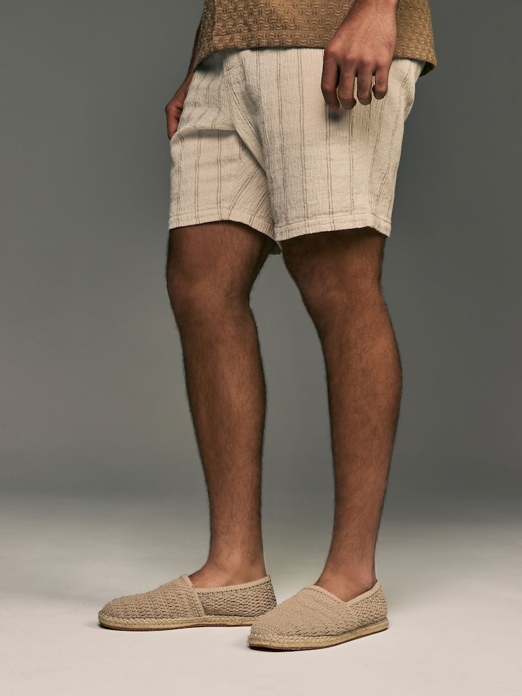 Mink Brown Crochet Knitted Espadrilles - Image 1 of 6