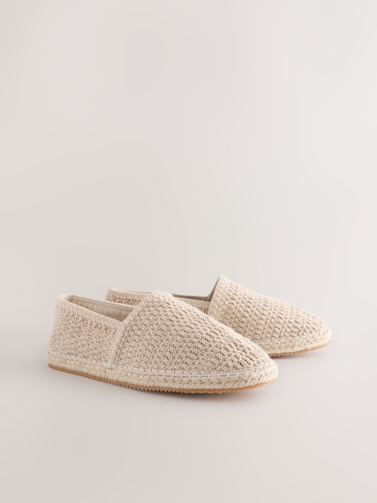 Mink Brown Crochet Knitted Espadrilles - Image 2 of 6