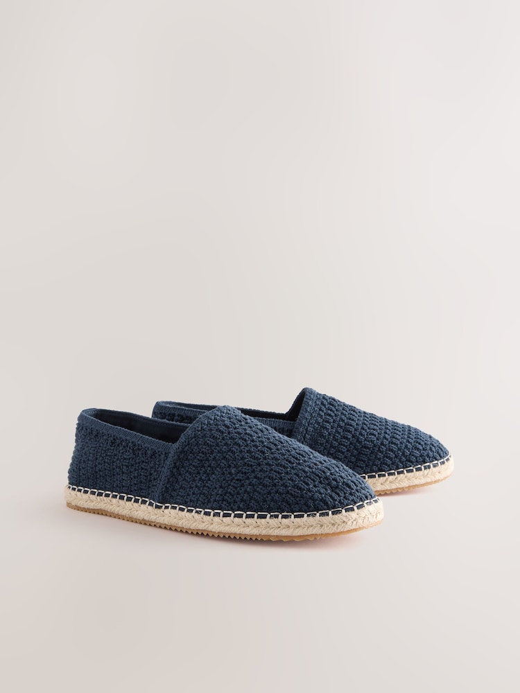 Navy Crochet Knitted Espadrilles - Image 2 of 6