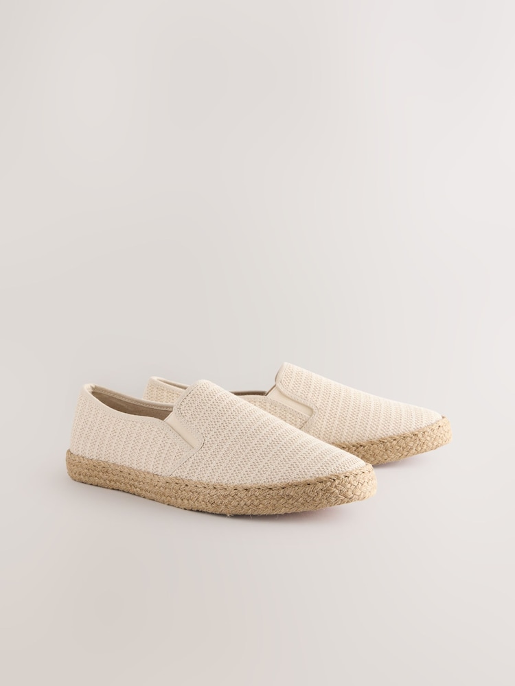 Neutral Canvas Slip On Espadrilles - Image 1 of 4