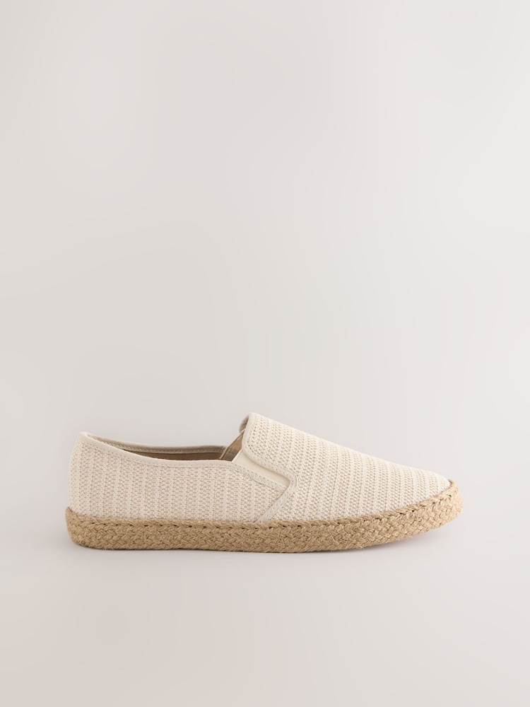 Neutral Canvas Slip On Espadrilles - Image 2 of 4