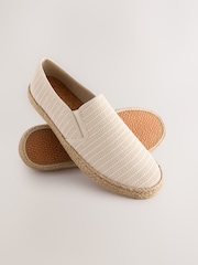 Neutral Canvas Slip On Espadrilles - Image 4 of 4