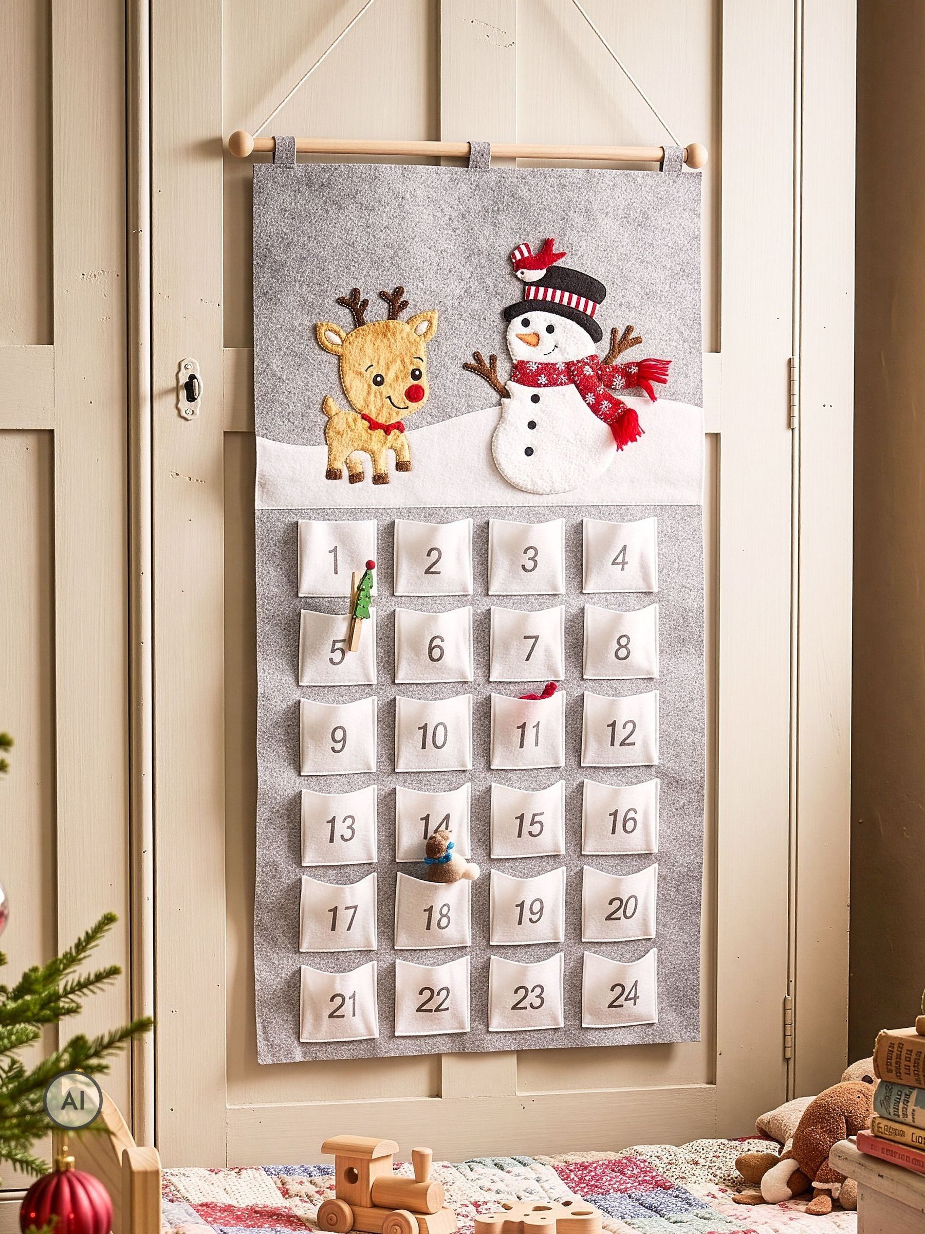 B&Q -  Christmas Countdown Wall Hanging Snowman Reindeer Advent Calendar - Image 4