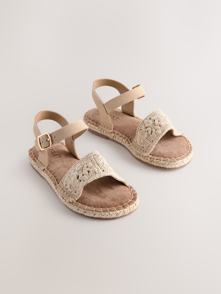 Neutral Crochet Buckle Fastening Sandals - Image 2 of 5