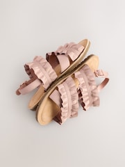 Pink Leather Ruffle Sandals - Image 3 of 6