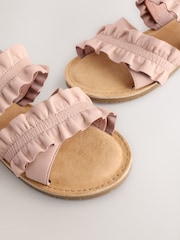 Pink Leather Ruffle Sandals - Image 5 of 6