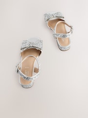 Silver Glitter Bow Heeled Sandals - Image 3 of 6