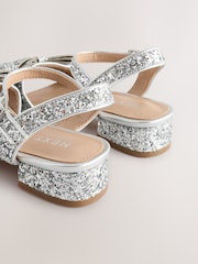 Silver Glitter Bow Heeled Sandals - Image 5 of 6