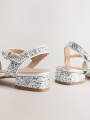 Silver Glitter Bow Heeled Sandals - Image 6 of 6