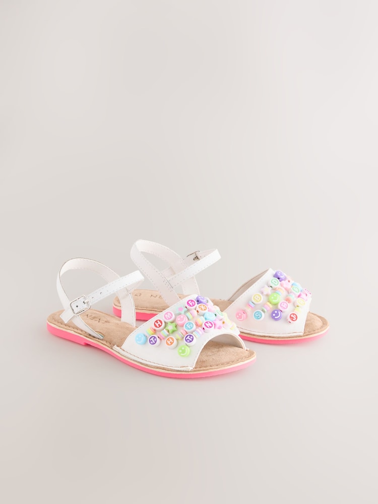 White Beaded Sandals - Image 1 of 5