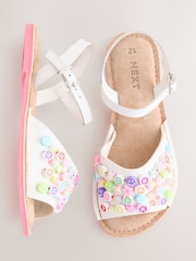 White Beaded Sandals - Image 3 of 5