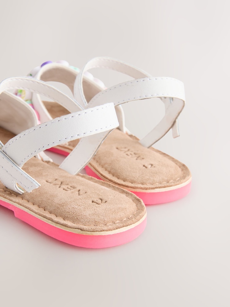 White Beaded Sandals - Image 5 of 5