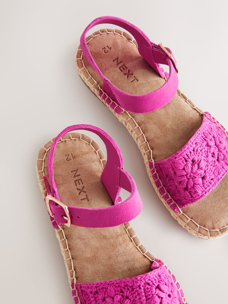 Hot Pink Crochet Buckle Fastening Sandals - Image 5 of 5