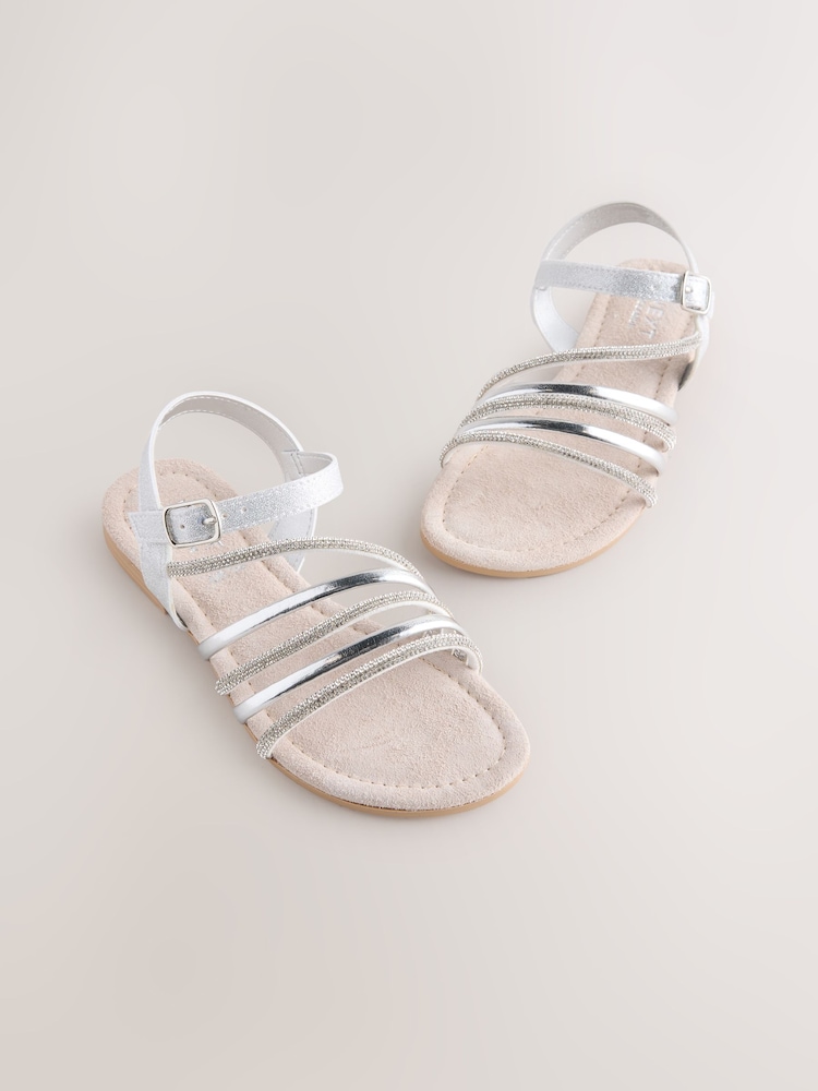 Silver Metallic Occasion Sandals - Image 1 of 5