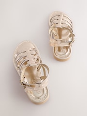 Gold Metallic Leather Gladiator Sandals - Image 3 of 7