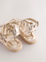 Gold Metallic Leather Gladiator Sandals - Image 4 of 7