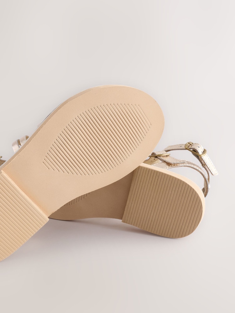 Gold Metallic Leather Gladiator Sandals - Image 7 of 7
