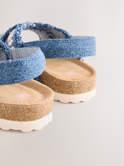 Denim Embroidered Slip on Corkbed Sandals - Image 4 of 5