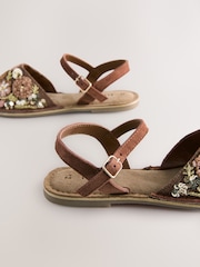 Chocolate Brown Embroidered Sandals - Image 10 of 11