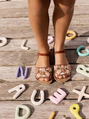 Chocolate Brown Embroidered Sandals - Image 3 of 11