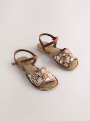 Chocolate Brown Embroidered Sandals - Image 7 of 11