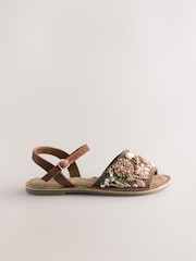 Chocolate Brown Embroidered Sandals - Image 8 of 11